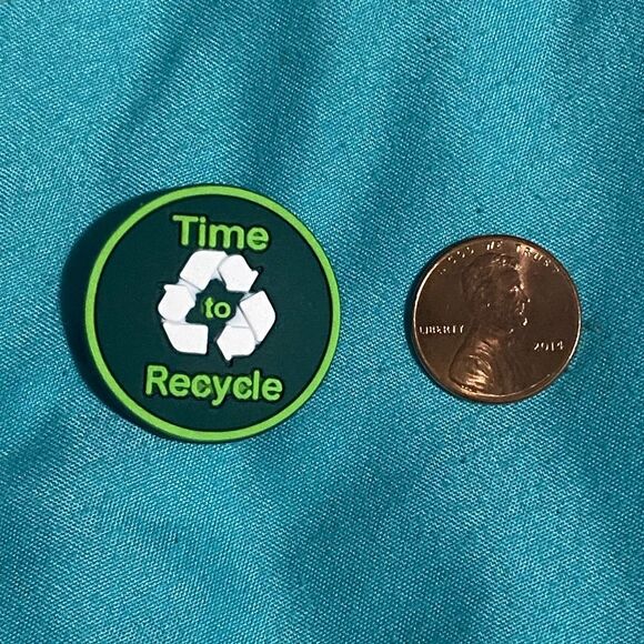 5/$10 Jibbitz - Time to Recycle Green and White - (or 10/$15) Croc Shoe Charms - Picture 1 of 3